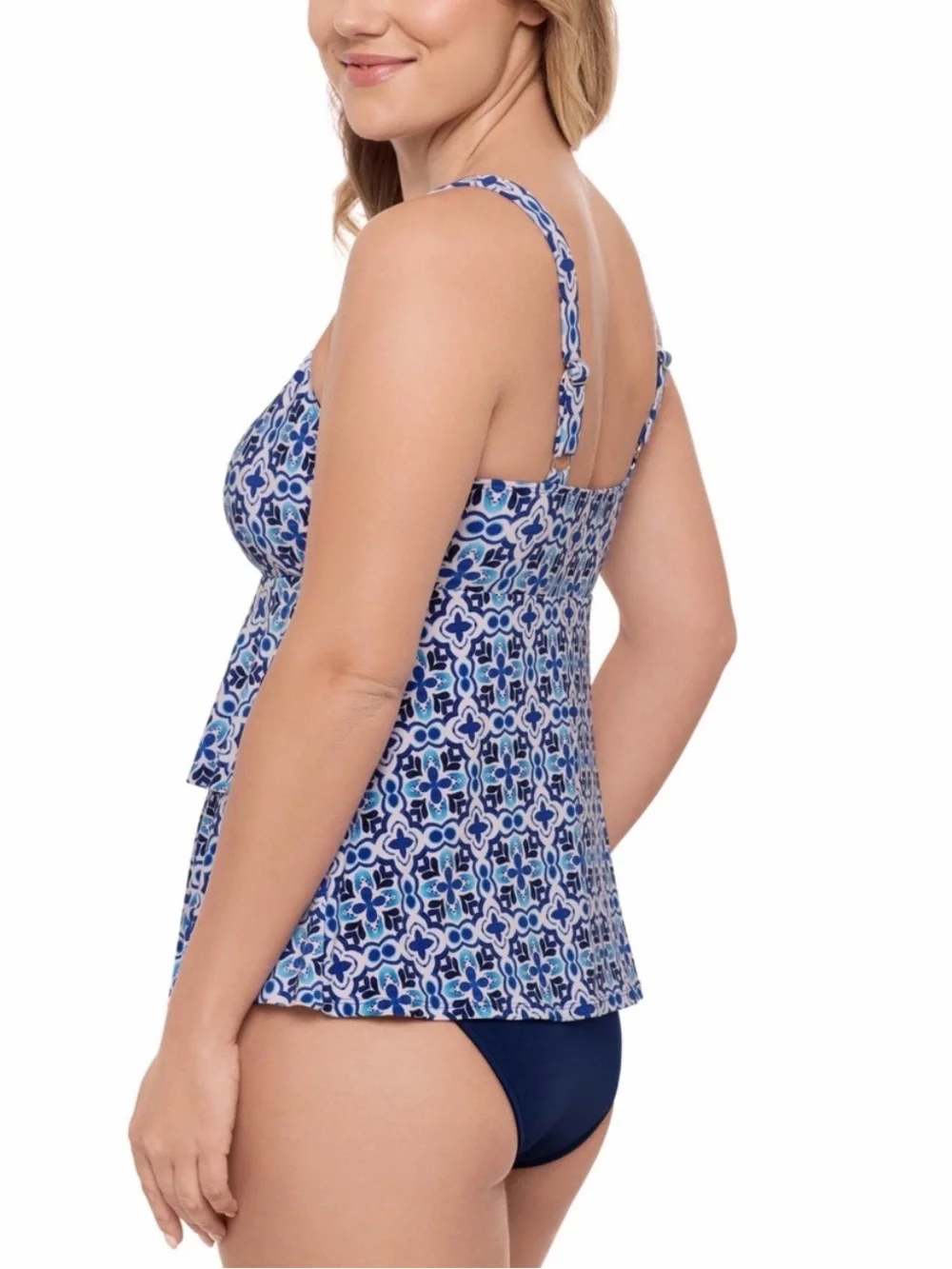 Swim Solutions Women’s High-Low Double-Tier One-Piece Swimsuit - Picture 3 of 3